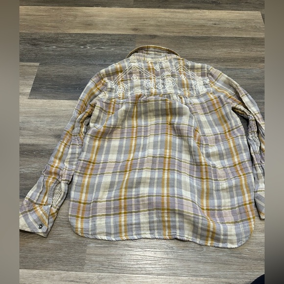 Free People Embroidered Magical Plaid Buttondown Shirt - Picture 9 of 11